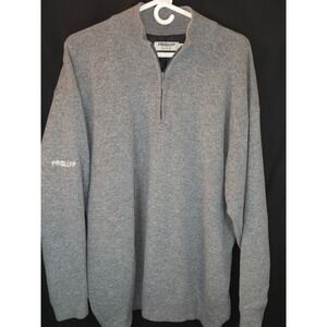PROQUIP 100 percent Lambswool Water‎ Repellent Quarter Zip Sweater Men's L Gray